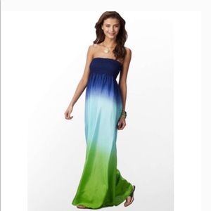 NWT Lilly Pulitzer Silk Dip Dye Maxi Dress Sz XS